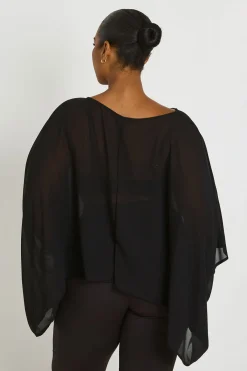 boohoo Haut Cape Grande Taille En Mousseline Épaules Dénudées<Femme Tops