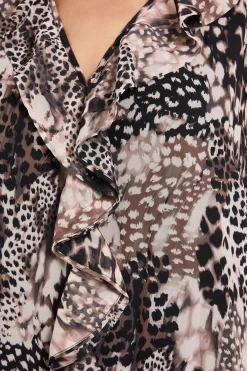 Wallis Haut Caraco À Col V Avec Volants Motif Animal<Femme Tops