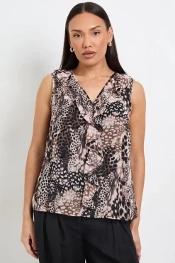 Wallis Haut Caraco À Col V Avec Volants Motif Animal<Femme Tops