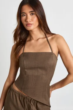 boohoo Haut Caraco en Crêpe à Col Drapé avec Perles<Femme Tops