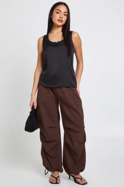 boohoo Haut Caraco en Dentelle à Col Rond<Femme Satin Et Dentelle|Tops