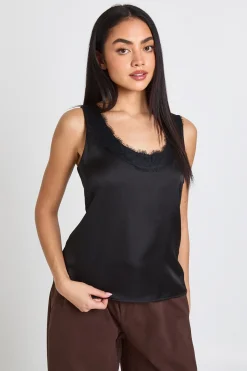 boohoo Haut Caraco en Dentelle à Col Rond<Femme Satin Et Dentelle|Tops
