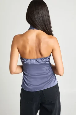 boohoo Haut Caraco En Satin À Col Bénitier Haut<Femme Satin Et Dentelle|Tops