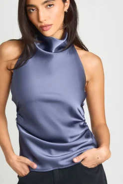 boohoo Haut Caraco En Satin À Col Bénitier Haut<Femme Satin Et Dentelle|Tops