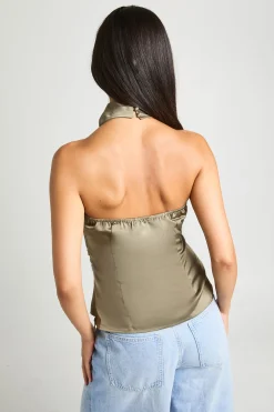 Haut Caraco En Satin Col Bénitier Haut