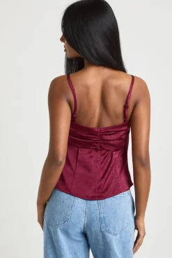 boohoo Haut Caraco En Satin Texturé Froncé<Femme Satin Et Dentelle|Tops