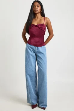 boohoo Haut Caraco En Satin Texturé Froncé<Femme Satin Et Dentelle|Tops