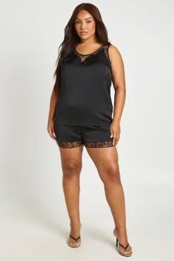 boohoo Haut Caraco Grande Taille À Bord Festonné En Dentelle<Femme Satin Et Dentelle|Tops
