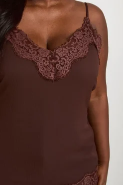 Haut Caraco Grande Taille En Mousseline Asymétrique Avec Bordure En Dentelle