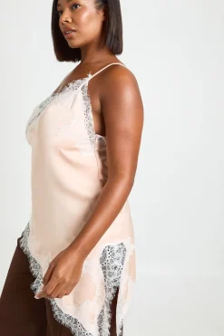 Haut Caraco Grande Taille En Satin À Ourlet Asymétrique Et Dentelle