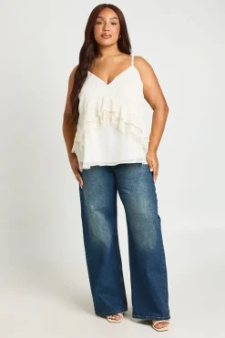 boohoo Haut Caraco Grande Taille À Volants Superposés Et Dentelle<Femme Satin Et Dentelle|Tops