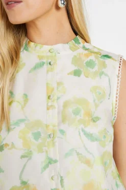 Haut Caraco Petite À Détail De Plis En Organza Fleuri