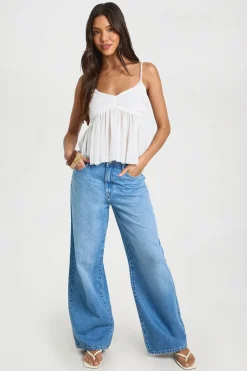 boohoo Haut Caraco Péplum En Mesh Avec Bordure En Dentelle<Femme Satin Et Dentelle|Tops