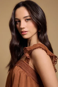 Oasis Haut Caraco Western À Manches À Volants Étagés<Femme Looks Chocolat|Tops