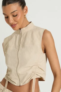 boohoo Haut Cargo Sans Manches À Fermeture Éclair Intégrale<Femme Tops