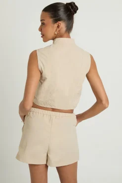 boohoo Haut Cargo Sans Manches À Fermeture Éclair Intégrale<Femme Tops