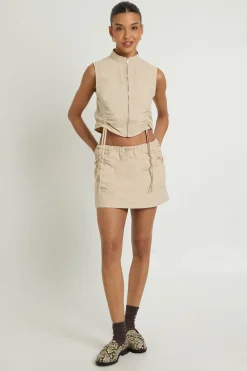 boohoo Haut Cargo Sans Manches À Fermeture Éclair Intégrale<Femme Tops