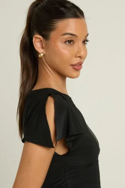boohoo Haut Col Bateau À Manches Papillon<Femme Tops