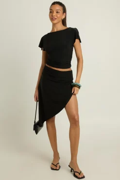 boohoo Haut Col Bateau À Manches Papillon<Femme Tops