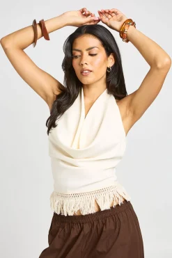 Haut À Col Bénitier Avec Franges À Pompons
