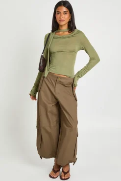boohoo Haut Col Bénitier En Maille Transparente Avec Lien Noué<Femme Tops