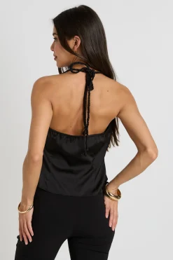 boohoo Haut Col Bénitier En Satin Avec Détail Cordage Tressé<Femme Satin Et Dentelle|Tops