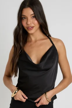 boohoo Haut Col Bénitier En Satin Avec Détail Cordage Tressé<Femme Satin Et Dentelle|Tops