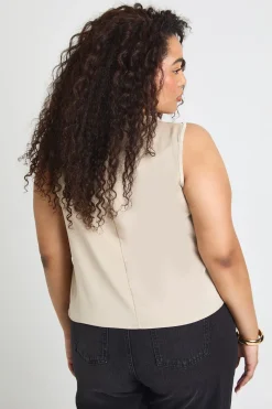 Haut Col Bénitier en Satin Martelé Grande Taille