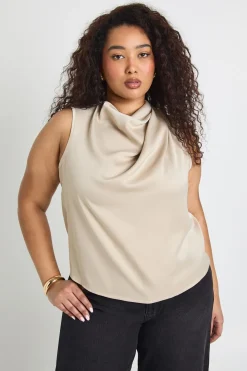 Haut Col Bénitier en Satin Martelé Grande Taille