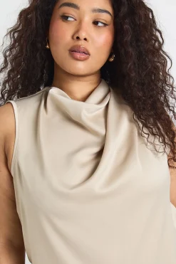 Haut Col Bénitier en Satin Martelé Grande Taille