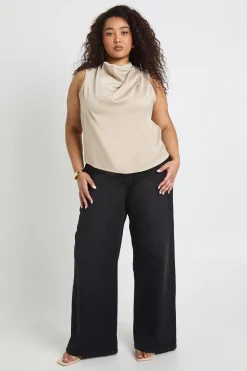 Haut Col Bénitier en Satin Martelé Grande Taille