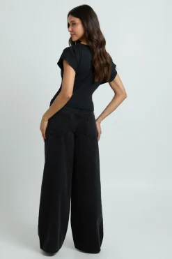 boohoo Haut Col Bénitier À Manches Chauve-souris Avec Agrafes<Femme Tops