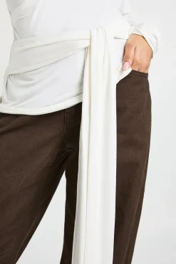 boohoo Haut à Col Bénitier Manches Longues avec Ceinture à Nouer<Femme Tops