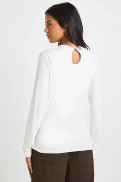 boohoo Haut à Col Bénitier Manches Longues avec Ceinture à Nouer<Femme Tops