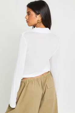 boohoo Haut À Col Drapé Double Épaisseur<Femme Tons Neutres|Tops