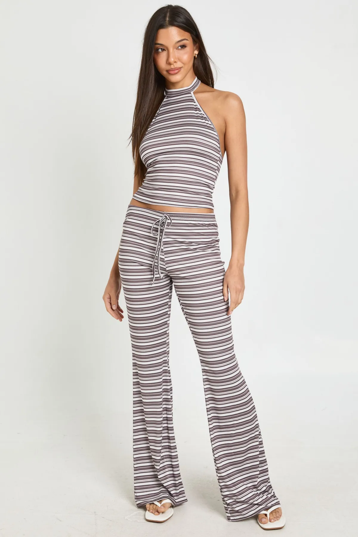 boohoo Haut Col Halter Montant À Rayures<Femme Tops