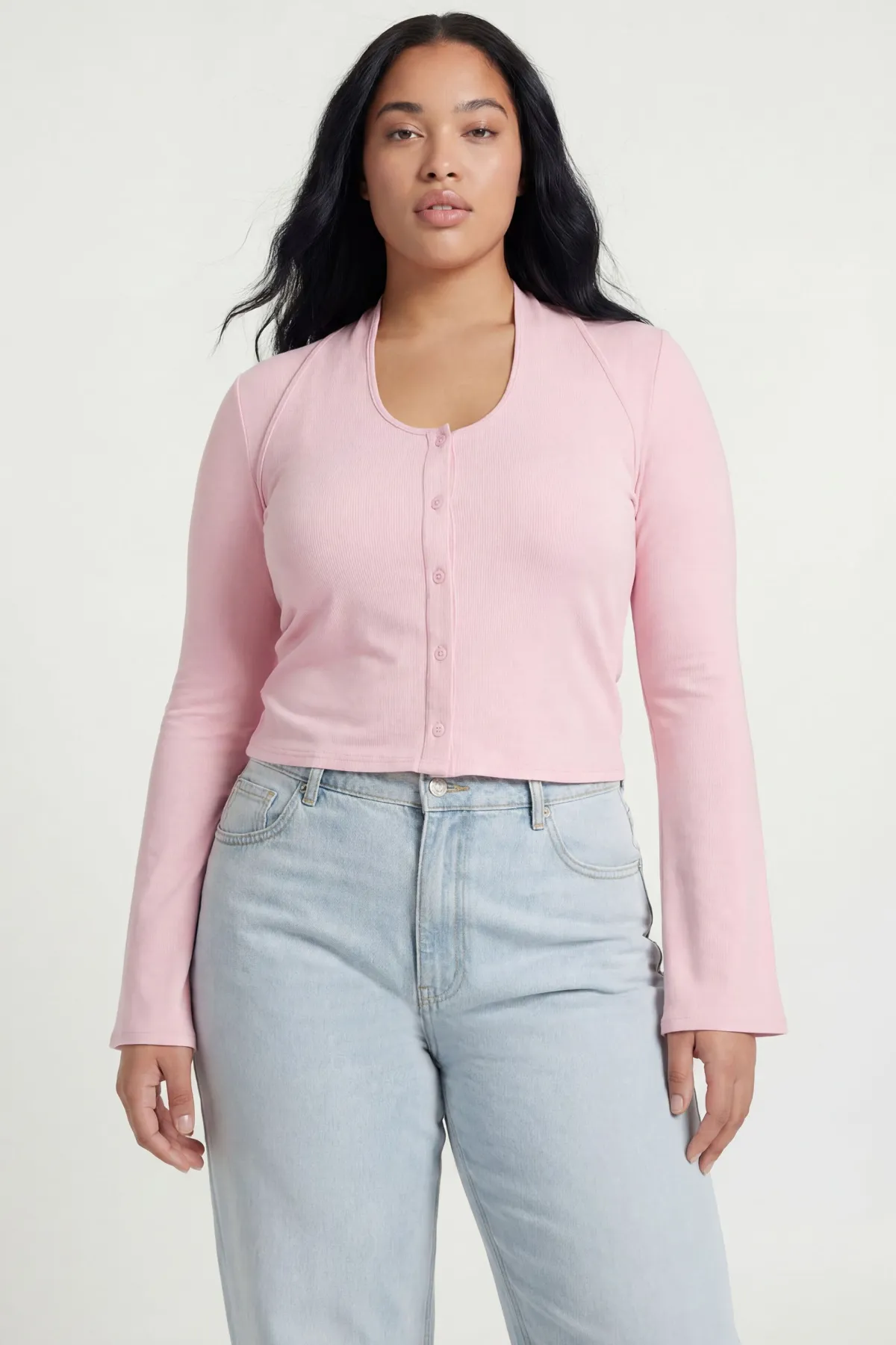 boohoo Haut Col Licou Double Épaisseur À Boutonnage Devant<Femme Tops