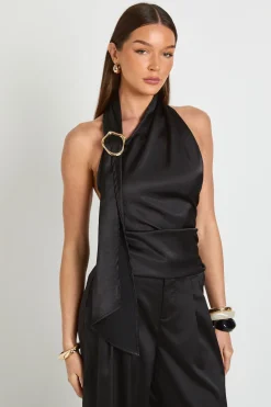 boohoo Haut Col Licou À Détail Foulard Et Finitions Dorées<Femme Tops
