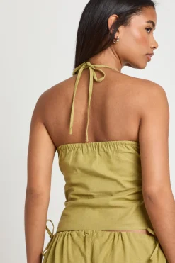 boohoo Haut Col Licou À Perles Effet Lin<Femme Tops