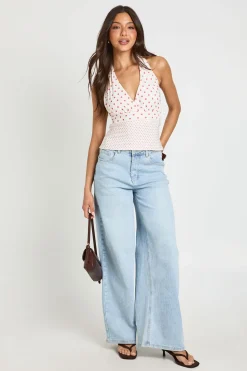 boohoo Haut Col Licou À Pois Mixtes<Femme Pois|Tops
