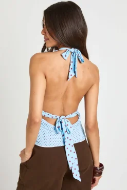 Haut À Col Licou À Pois Mixtes