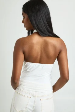 boohoo Haut Col Montant Échancré En Tissu Slinky Mat<Femme Tops