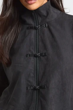 boohoo Haut Col Montant Effet Peau De Pêche Style Militaire<Femme Tops D’Automne|Looks De Rentrée