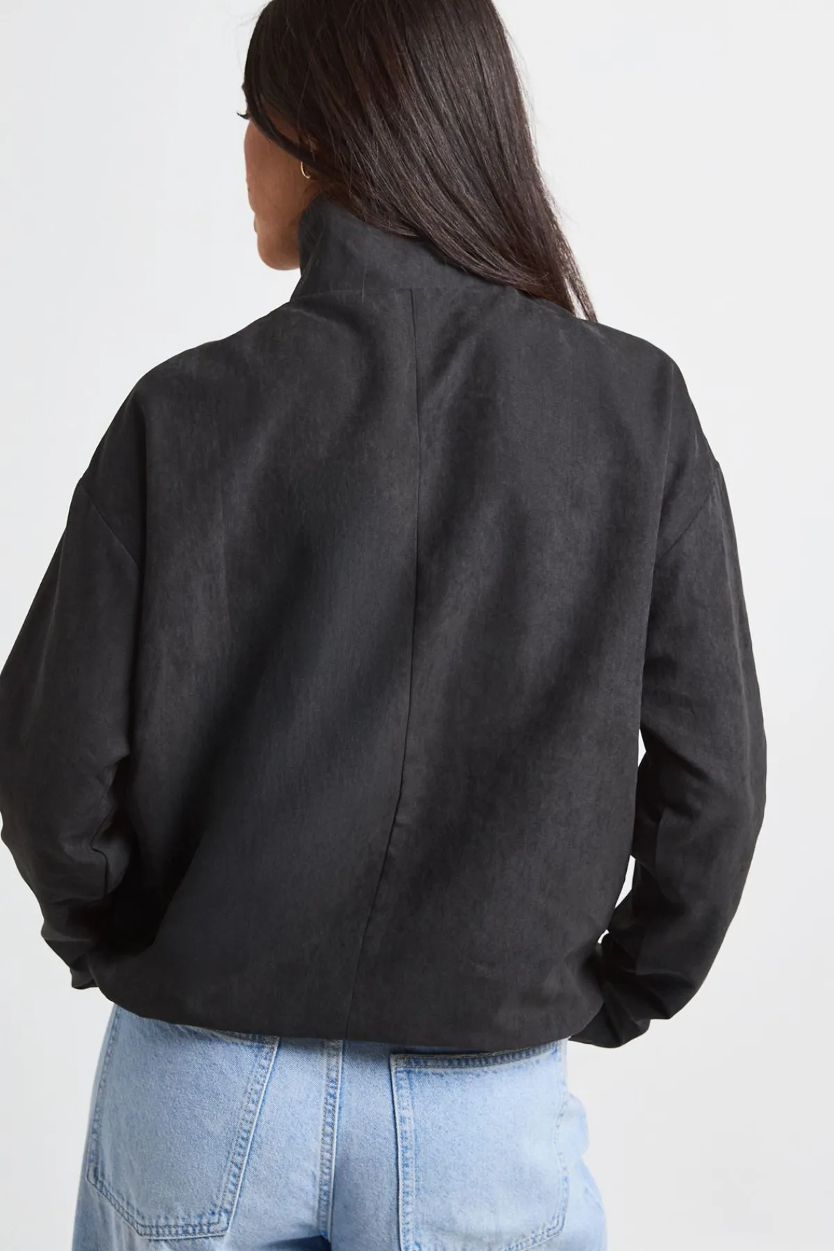 boohoo Haut Col Montant Effet Peau De Pêche Style Militaire<Femme Tops D’Automne|Looks De Rentrée