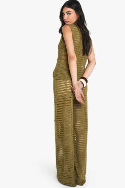 boohoo Haut à col montant en crochet tricoté et pantalon à jambes larges<Femme Pulls Et Gilets|Toutes Les Mailles
