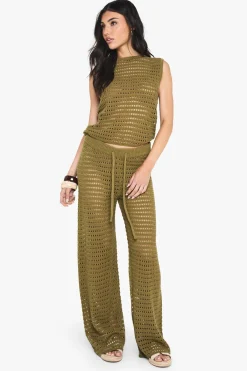 boohoo Haut à col montant en crochet tricoté et pantalon à jambes larges<Femme Pulls Et Gilets|Toutes Les Mailles