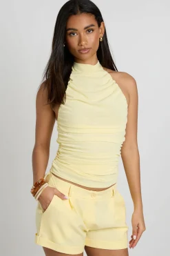 boohoo Haut Col Montant Froncé En Maille Extensible<Femme Tops