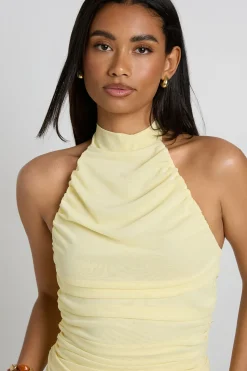 boohoo Haut Col Montant Froncé En Maille Extensible<Femme Tops