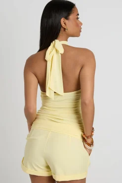 boohoo Haut Col Montant Froncé En Maille Extensible<Femme Tops