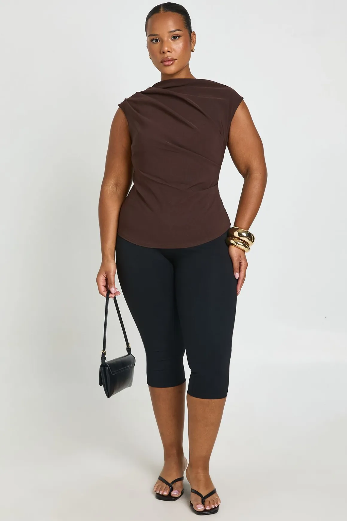Haut Col Montant Froncé Grande Taille